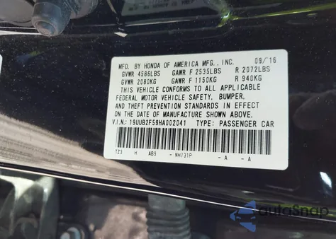 2017 Acura Tlx Technology Package from USA, damaged, VIN 19UUB2F59HA002041
